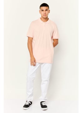 LEE Men Regular Fit Plain Short Sleeves Polo Shirt, Pink  - Image 3