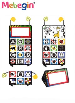 MEBEGIN Foldable Cloth Book with Mirror, Tummy Time Mirror Toys for Babies, High Contrast Baby Sensory Toys with Crinkle Cloth Book & Teethers, Montessori Toys, Creative Portable Baby Development Toy, Excellent Tool for Early Learning Education and Enlightenment  - Image 3