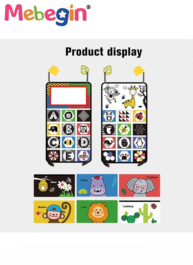 MEBEGIN - Foldable Cloth Book with Mirror, Tummy Time Mirror Toys for Babies, High Contrast Baby Sensory Toys with Crinkle Cloth Book & Teethers, Montessori Toys, Creative Portable Baby Development Toy, Excellent Tool for Early Learning Education and Enlightenment - Image 1