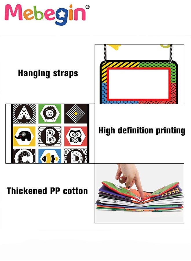 MEBEGIN - Foldable Cloth Book with Mirror, Tummy Time Mirror Toys for Babies, High Contrast Baby Sensory Toys with Crinkle Cloth Book & Teethers, Montessori Toys, Creative Portable Baby Development Toy, Excellent Tool for Early Learning Education and Enlightenment - Image 1