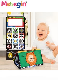 MEBEGIN Foldable Cloth Book with Mirror, Tummy Time Mirror Toys for Babies, High Contrast Baby Sensory Toys with Crinkle Cloth Book & Teethers, Montessori Toys, Creative Portable Baby Development Toy, Excellent Tool for Early Learning Education and Enlightenment  - Image 4