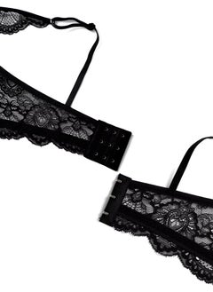 ovitio Black Lace-Trimmed Lingerie Set - Four Pieces  - Image 2