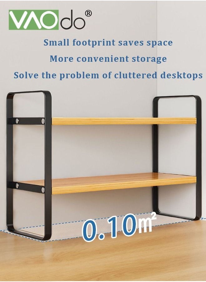 VAOdo Wooden Desk Rack Storage Rack Desktop Supplies Simple Dresser Top Organizer Storage Rack Compartment Decoration Aesthetics Bookshelf Ladies Men And Children Black 50*15CM  - Image 5