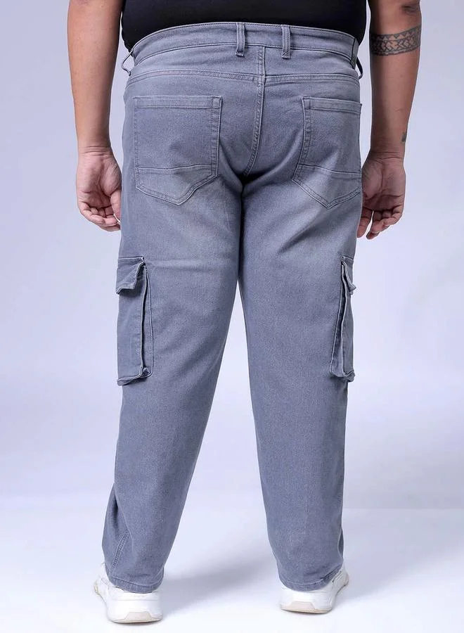 Take Two Grey Plus Size Men Light Wash Grey Cargo Jeans By Hardsoda for Men | Best Price UAE