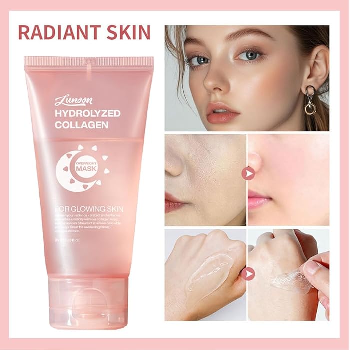 JISKG 2 Pcs Collagen Night Wrapping Mask, Hydration Elasticity Firming Skin Deep Facial Treatment Bio Collagen Sleeping Mask. - Image 3
