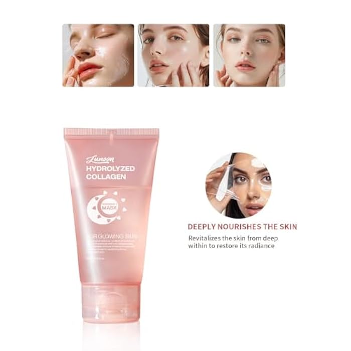JISKG 2 Pcs Collagen Night Wrapping Mask, Hydration Elasticity Firming Skin Deep Facial Treatment Bio Collagen Sleeping Mask. - Image 5