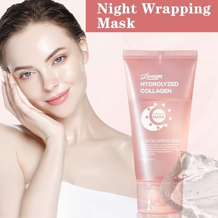 JISKG 2 Pcs Collagen Night Wrapping Mask, Hydration Elasticity Firming Skin Deep Facial Treatment Bio Collagen Sleeping Mask. - Image 2