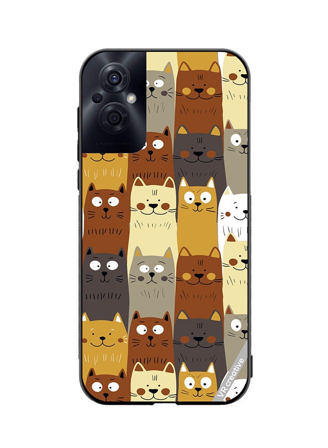 Protective Case Cover For Oppo Reno8 Z Different Scandy Cats On Color Design Multicolour