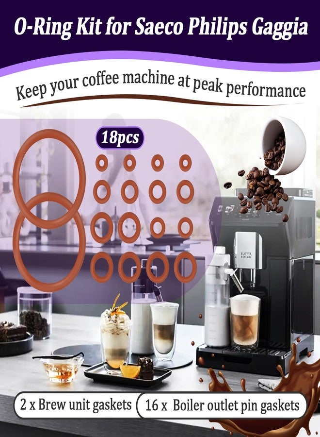 chaseroad 18 PCS Seal O-Ring Kit Gasket Seal Set Fit for Saeco Philips Gaggia, Professional Coffee Machine O'Rings for Boiler Outlet Pin and Brew Unit, Food Grade Silicone Ring for Saeco Daily Replacement - Image 2