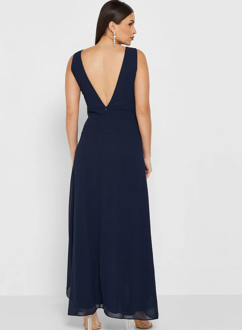 TFNC Boat Neck Drape Detail Dress