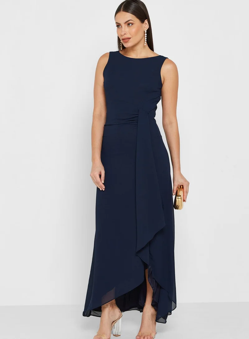 TFNC Boat Neck Drape Detail Dress