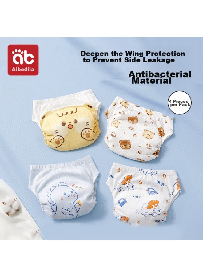 AIBEDILA Aibeidila Baby Diaper Pants, Toilet Training Pants, Washable Antibacterial Waterproof Diaper Underwear For Children, 4-pack, Dinosaur Design, Size L - Image 4