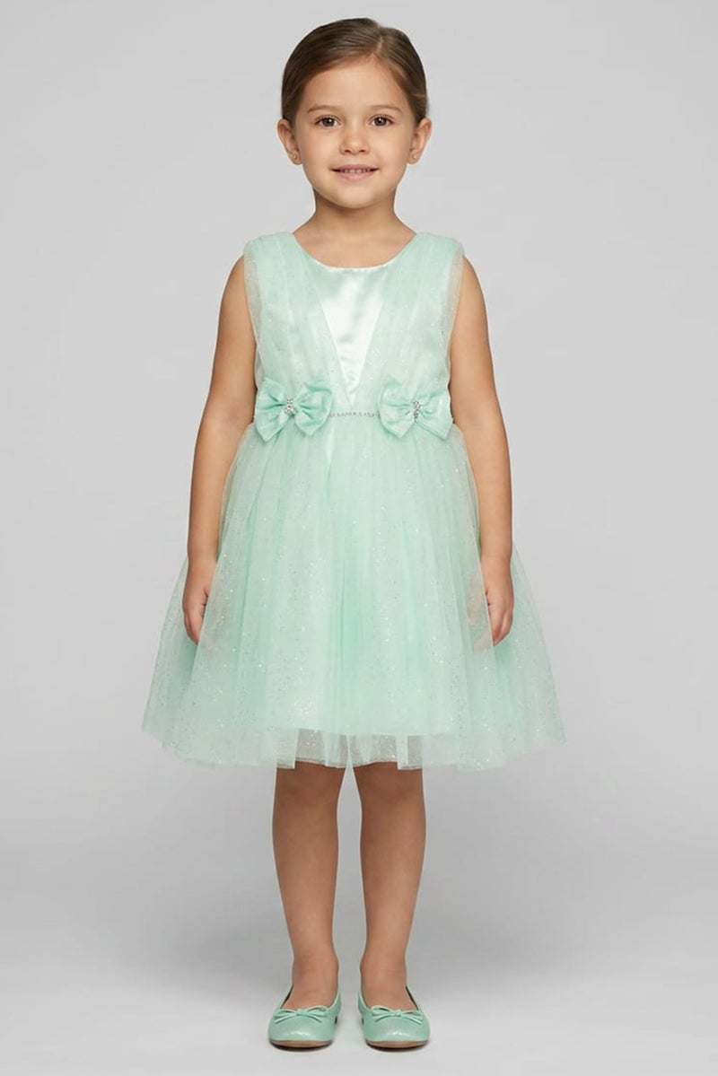 Lunamoon Toddlers Girl Textured Dress, Mint - Image 1