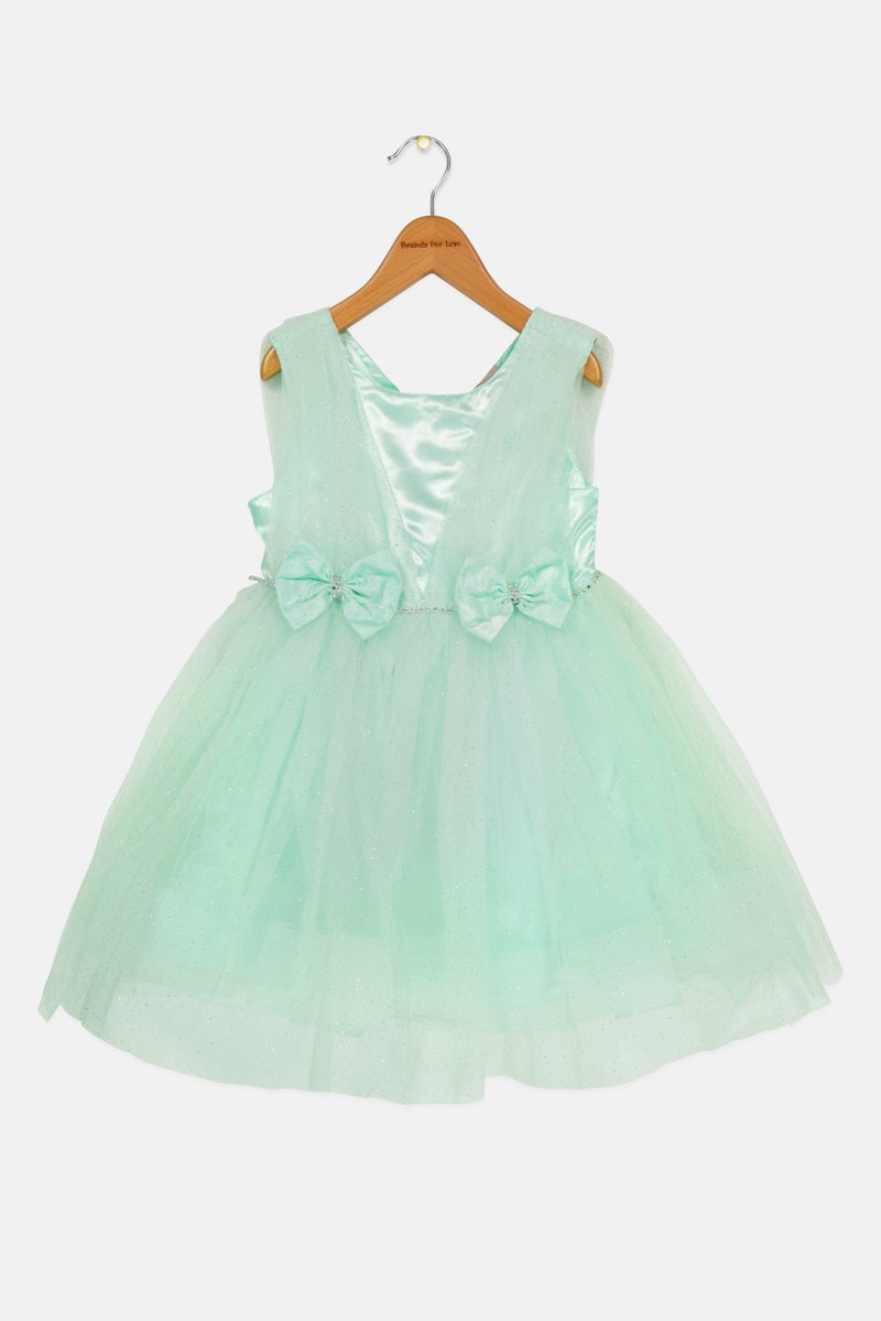 Lunamoon Toddlers Girl Textured Dress, Mint - Image 2