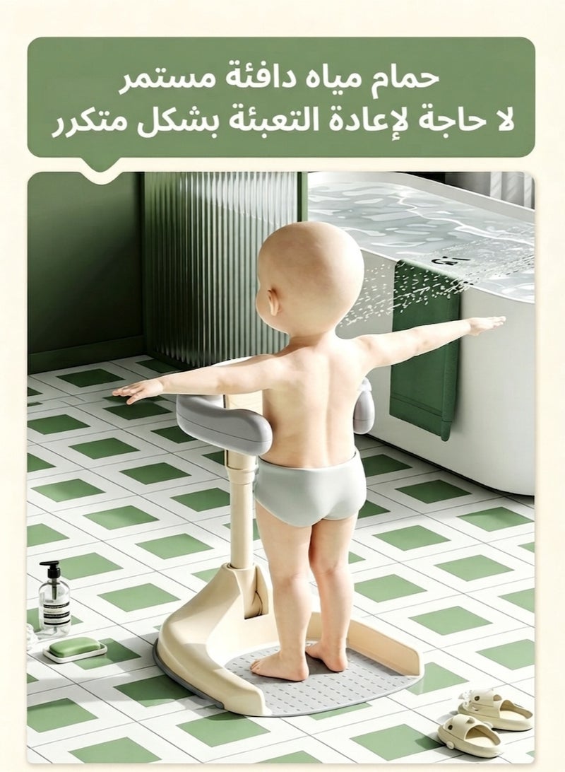 إتش بي إم واي مقعد الاستحمام للأطفال من HPMY، مقعد حوض استحمام للرضع مزود بمسند ظهر، كرسي استحمام قابل للتعديل لحديثي الولادة لوقت استحمام آمن ومريح - رمادي - Image 5
