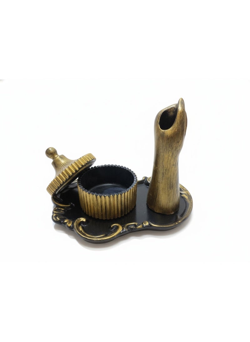 A luxurious decorative candle holder in gold and black with a storage box – the perfect decorative piece for Christmas and New Year's celebrations. - Image 2