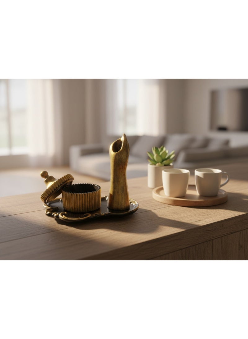 A luxurious decorative candle holder in gold and black with a storage box – the perfect decorative piece for Christmas and New Year's celebrations. - Image 4