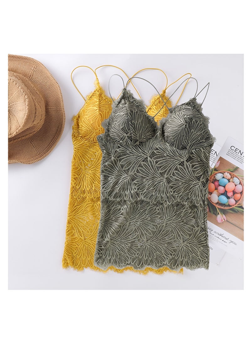 2 Pieces Long Lace Bra with String Strips  - Image 1