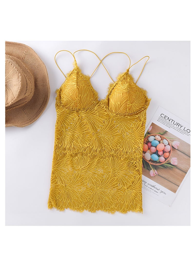 2 Pieces Long Lace Bra with String Strips  - Image 2