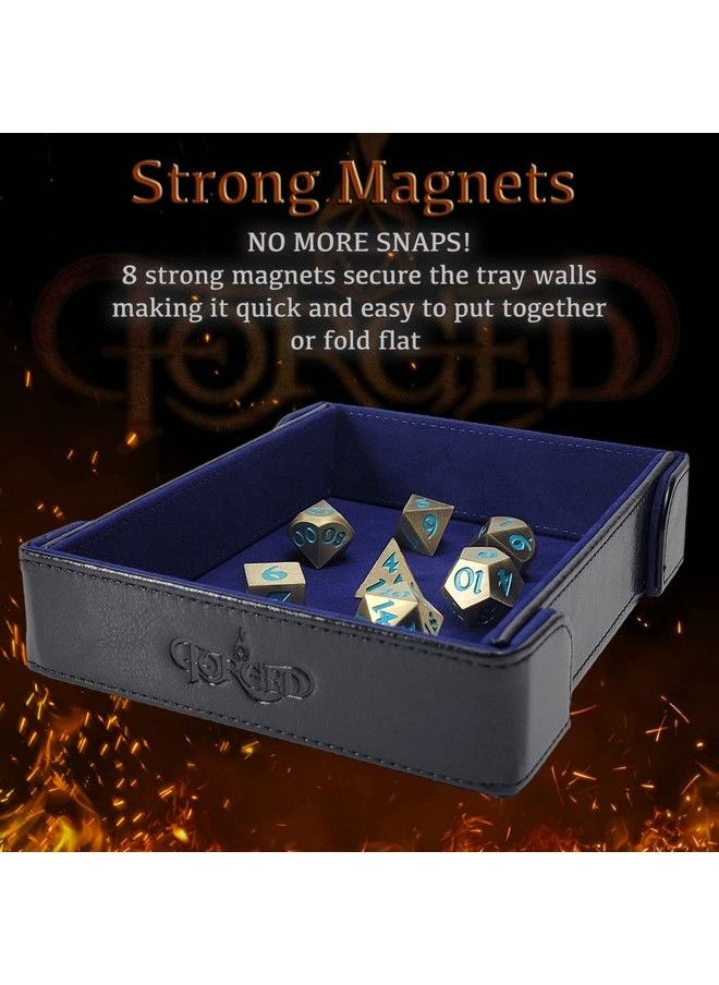 Forged Dice Co. 6 Inch Magnetic Folding Dice Tray Portable Folding Dice Rolling Tray For Use As Dnd Dice Tray D&D Dice Tray Or Dice Game Quiets Rolling Metal Dice And Folds Flat Blue  - Image 4