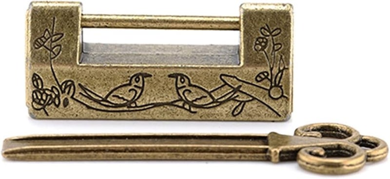 Vintage Zinc Alloy Antique Padlock With Wooden Box For Suitcase Drawer Jewelry - Image 4