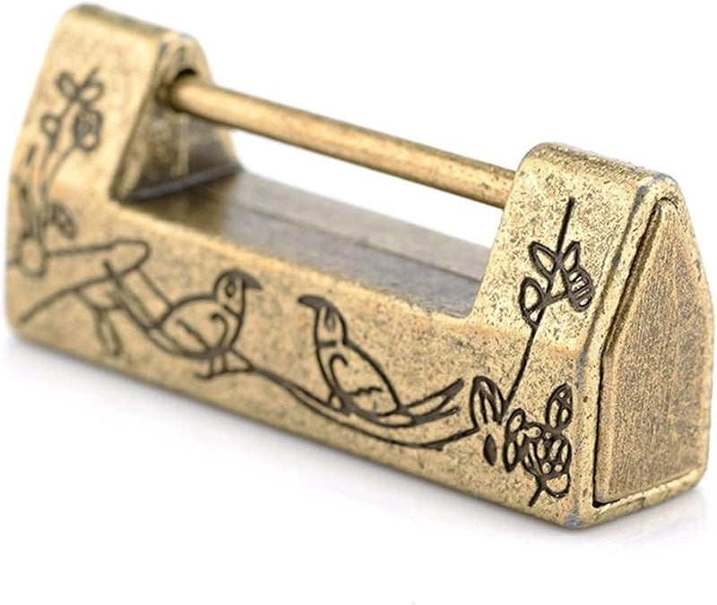 Vintage Zinc Alloy Antique Padlock With Wooden Box For Suitcase Drawer Jewelry - Image 3