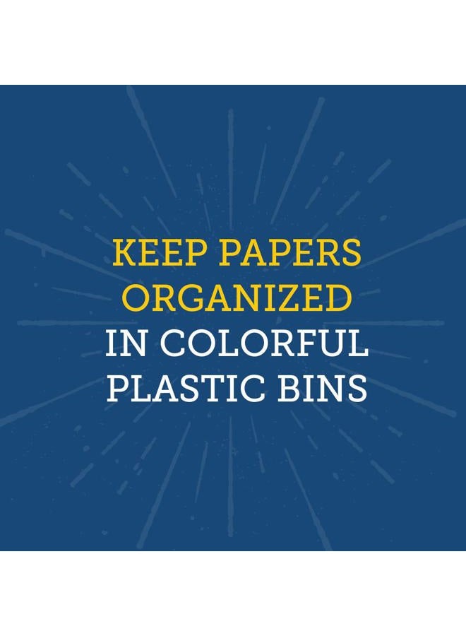 Really Good Stuff Plastic Desktop Paper Storage Baskets for Classroom or Home Use – 14”x10” Plastic Mesh Baskets Keep Papers Crease-Free and Secure – Yellow Basket With White Handles (1 Basket) - Image 4