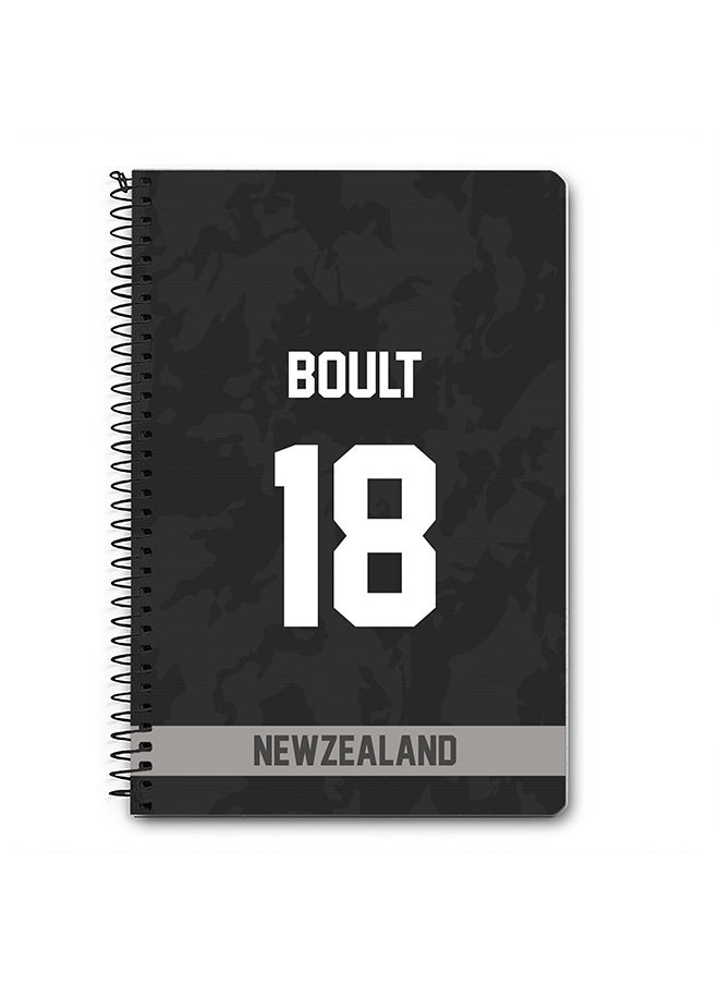 Stylizedd - Designer A5 Spiral Notebook Memo Notepad Journal Player - Trent Boult, Jersey Number -18 - Image 1