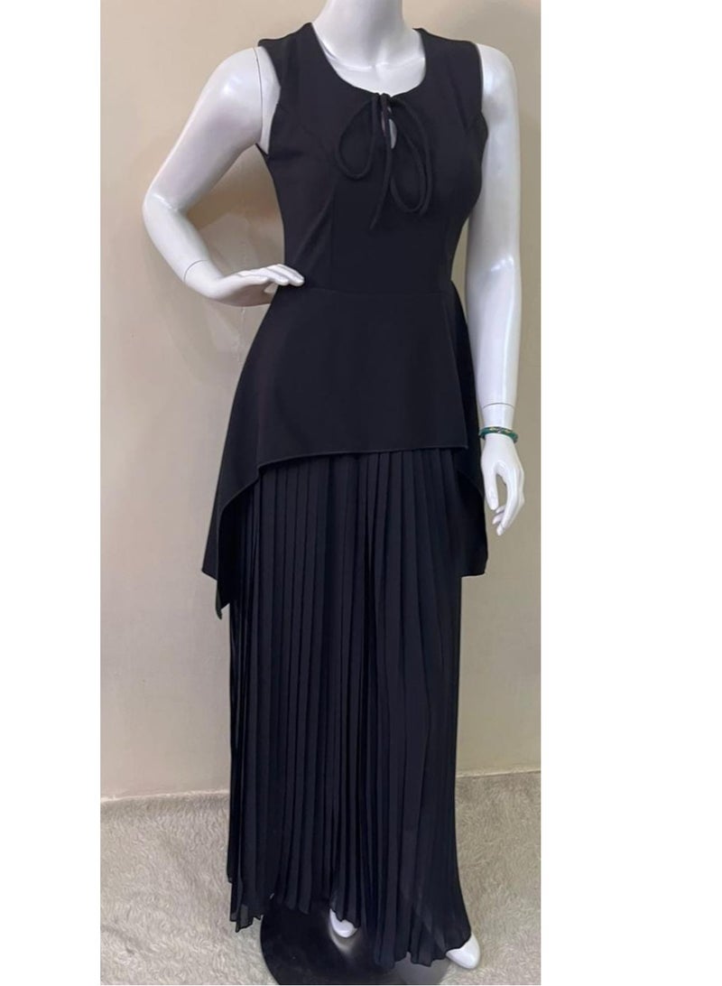 Elegant black sleeveless two-layer dress  - Image 1