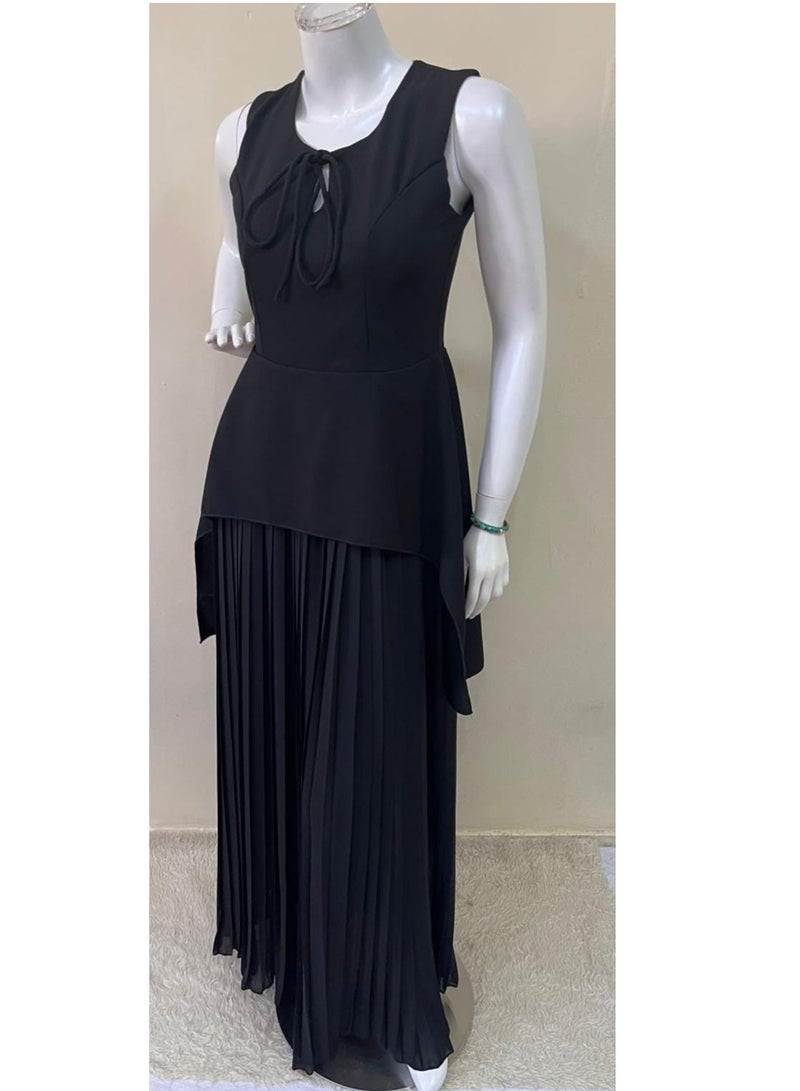Elegant black sleeveless two-layer dress  - Image 2
