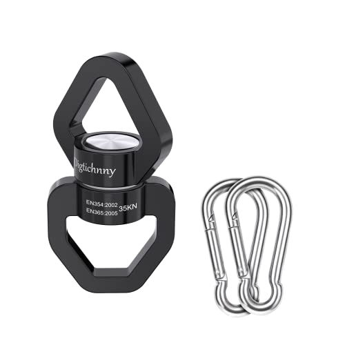 Digtichnny Swivel Hook for Swing Safety Swing Swivel with 2 Carabiners Rotational Device Swing Spinner for Web Tree Tire Rope Swing Aerial Dance Childrens Swing Hanging Hammock - Image 1