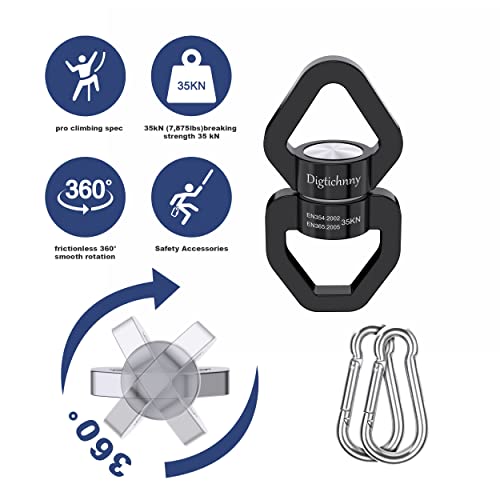 Digtichnny Swivel Hook for Swing Safety Swing Swivel with 2 Carabiners Rotational Device Swing Spinner for Web Tree Tire Rope Swing Aerial Dance Childrens Swing Hanging Hammock - Image 5