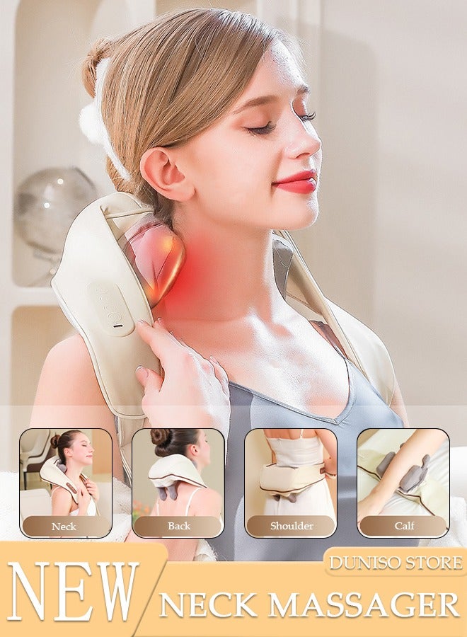 DUNISO Neck Massager, Shiatsu Back Neck Massager with Heat, Electric Massager for Back & Shoulder, Massage Pillow for Neck,  Shoulder,  Deep Massage at Home for Muscle Relaxation - Image 1