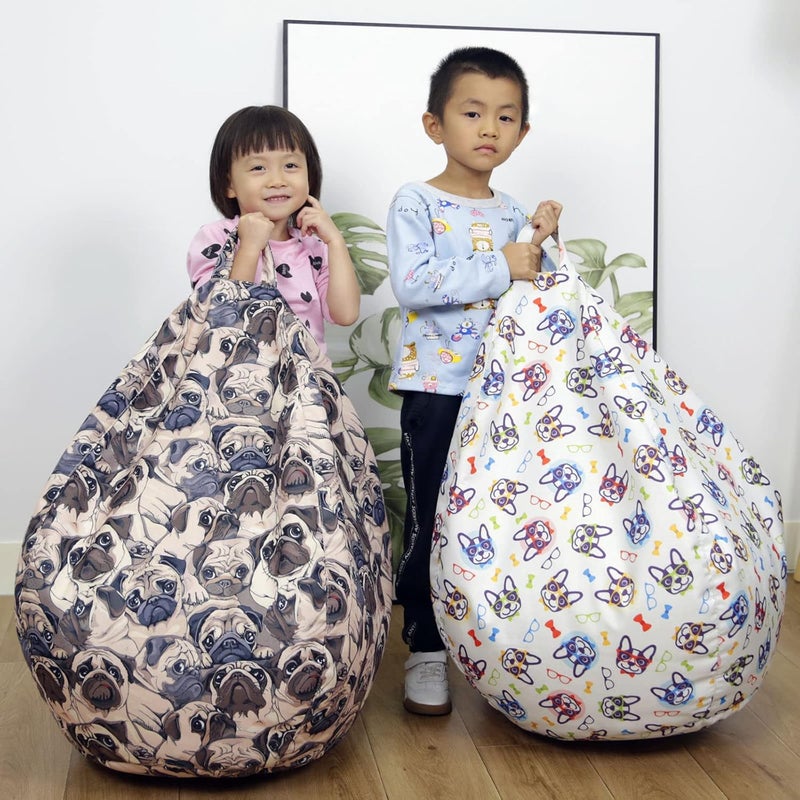 klarako Linen Bean Bag Chair Cover Kids Organizing Stuffed Animals MultiPurpose Soft Cute Sofa Print Beanbag Storage Chair Cover Lazy Lounger Chair Organizer Glasses Dog - Image 4