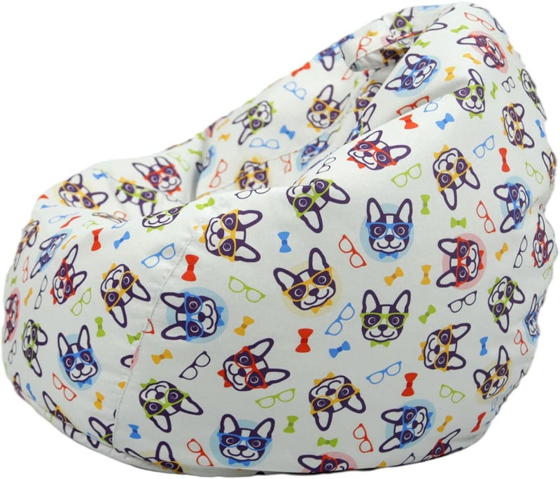 klarako Linen Bean Bag Chair Cover Kids Organizing Stuffed Animals MultiPurpose Soft Cute Sofa Print Beanbag Storage Chair Cover Lazy Lounger Chair Organizer Glasses Dog - Image 3