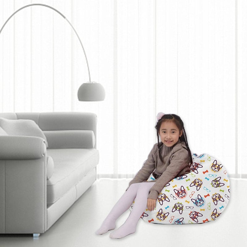 klarako Linen Bean Bag Chair Cover Kids Organizing Stuffed Animals MultiPurpose Soft Cute Sofa Print Beanbag Storage Chair Cover Lazy Lounger Chair Organizer Glasses Dog - Image 2