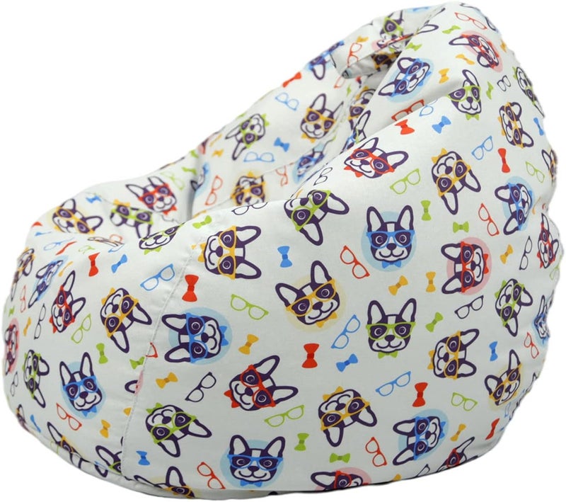 klarako Linen Bean Bag Chair Cover Kids Organizing Stuffed Animals MultiPurpose Soft Cute Sofa Print Beanbag Storage Chair Cover Lazy Lounger Chair Organizer Glasses Dog - Image 1