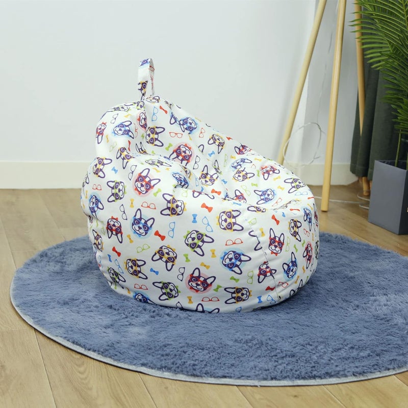 klarako Linen Bean Bag Chair Cover Kids Organizing Stuffed Animals MultiPurpose Soft Cute Sofa Print Beanbag Storage Chair Cover Lazy Lounger Chair Organizer Glasses Dog - Image 5