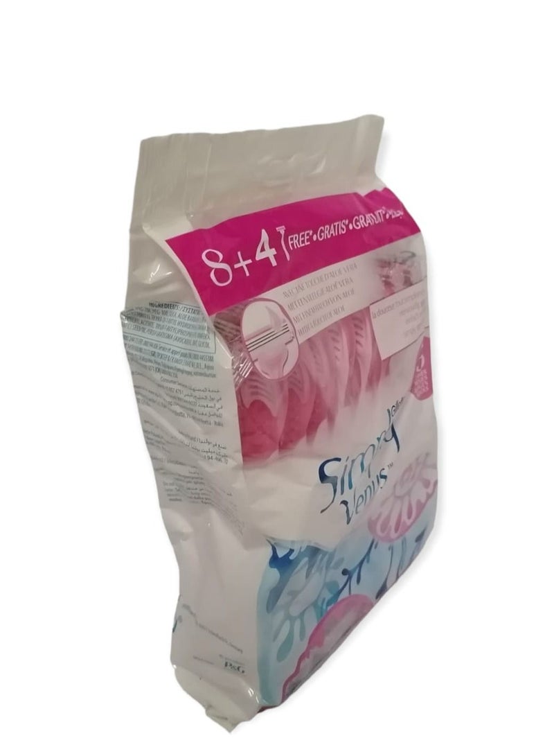 Venus Gillette Simply 3 Women's Razor Pack 8+4 Pieces - Image 2