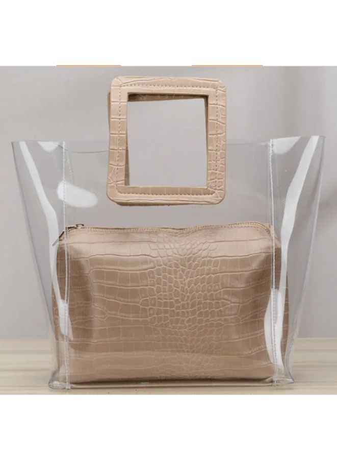 Transparent Brown Leather Bag for Women - Stay Fashionable While Keeping Your Belongings Organized, Brown - Image 1