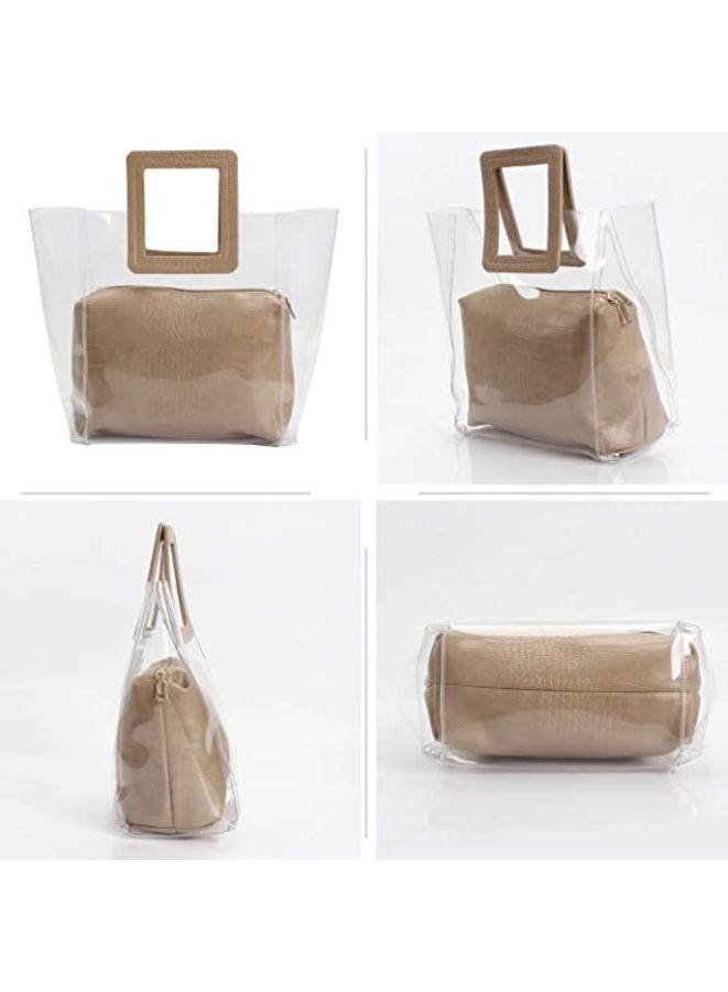 Transparent Brown Leather Bag for Women - Stay Fashionable While Keeping Your Belongings Organized, Brown - Image 4