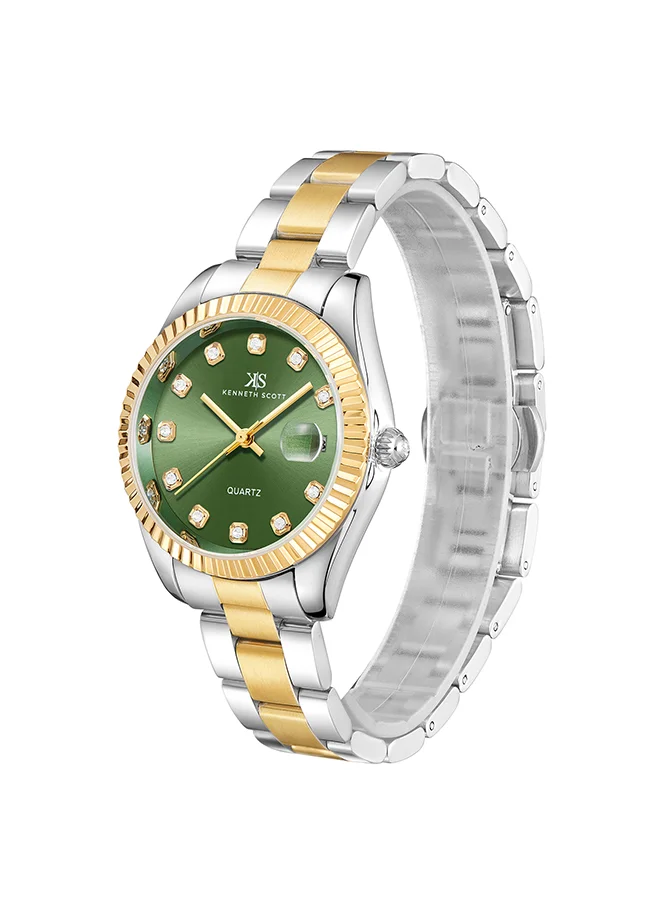 KENNETH SCOTT Kenneth Scott Women's Green Dial Analog Watch - K23546-TBTG