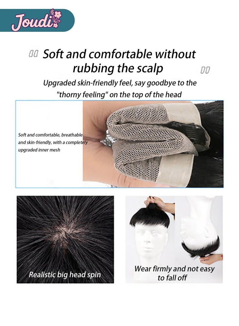 Joudi Nature Black Short Men Topper Wig 100% Real Human Hair Toupee Clip for Male Guy Daily Wear - Image 3