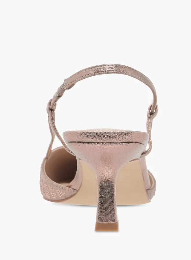 فلورا بيلا من شو إكسبرس صنادل نسائية بكعب رفيع بتصميم slingback وملمس مميز