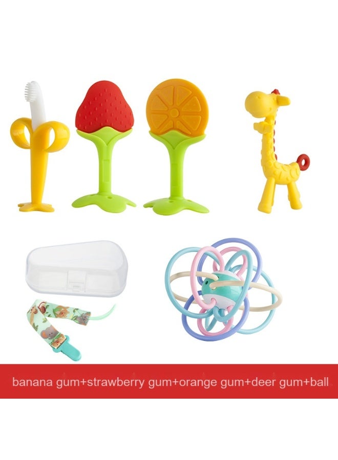 Baby Fruit Teething Snack - Mushroom, Banana, Giraffe, and Matchstick Monkey Teether 