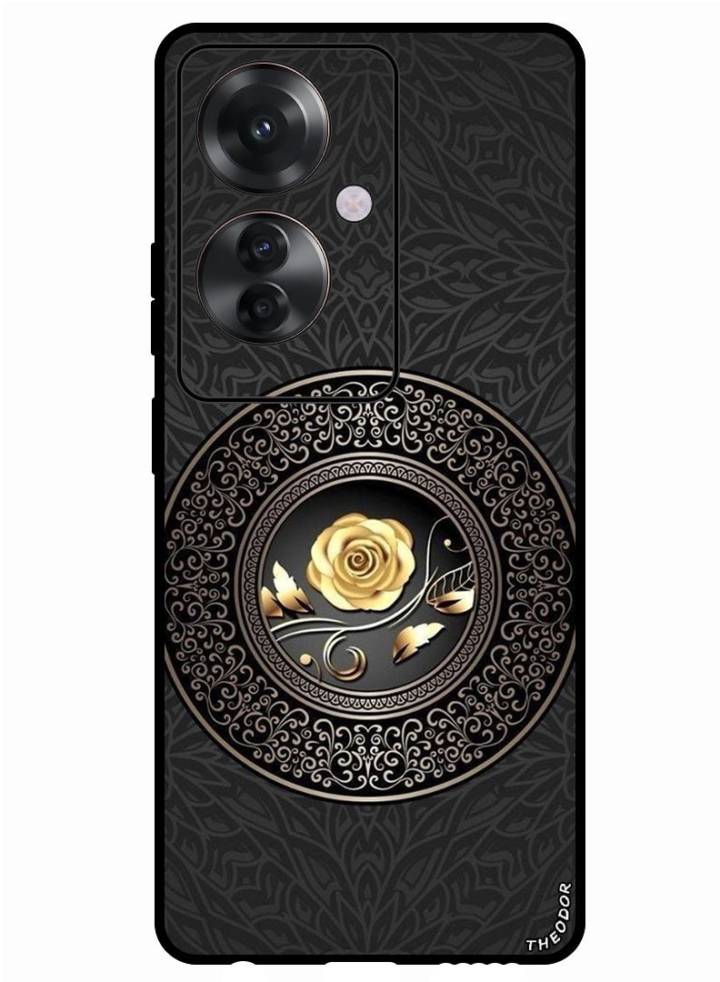 Theodor Protective Case Anti Scratch Shock Proof Bumper Cover For Oppo Reno 11F Golden flower - Image 1