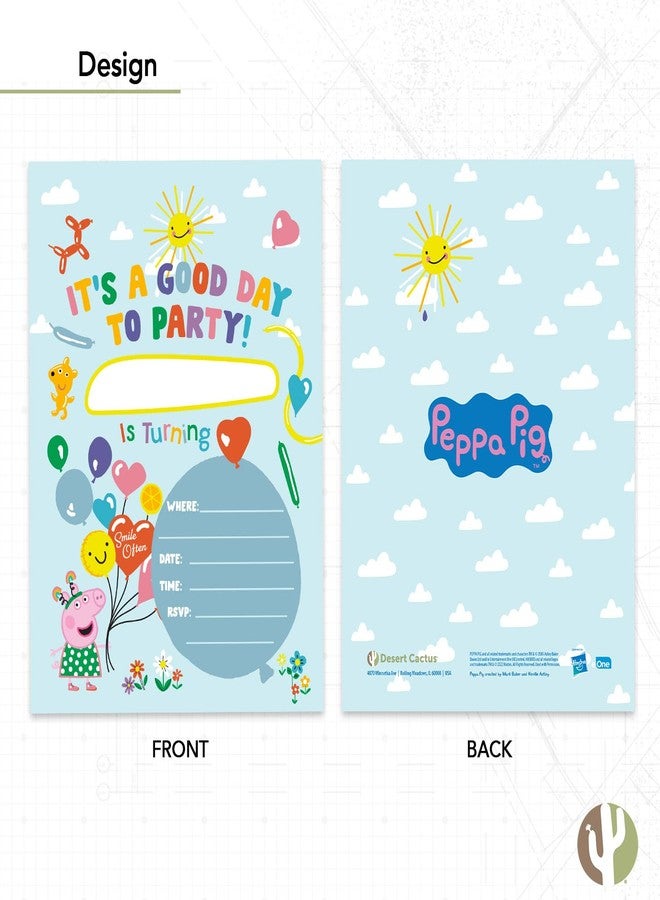 ديزرت كاكتوس بطاقات دعوة عيد ميلاد سعيد بتصميم صبار صحراوي لشخصية بيبا بيج، ١٠ بطاقات مع أظرف، لحفلات الأولاد والبنات والأطفال (النمط د) - Image 4