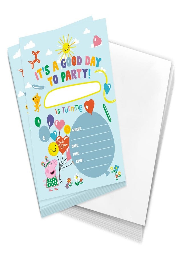 ديزرت كاكتوس بطاقات دعوة عيد ميلاد سعيد بتصميم صبار صحراوي لشخصية بيبا بيج، ١٠ بطاقات مع أظرف، لحفلات الأولاد والبنات والأطفال (النمط د) - Image 1