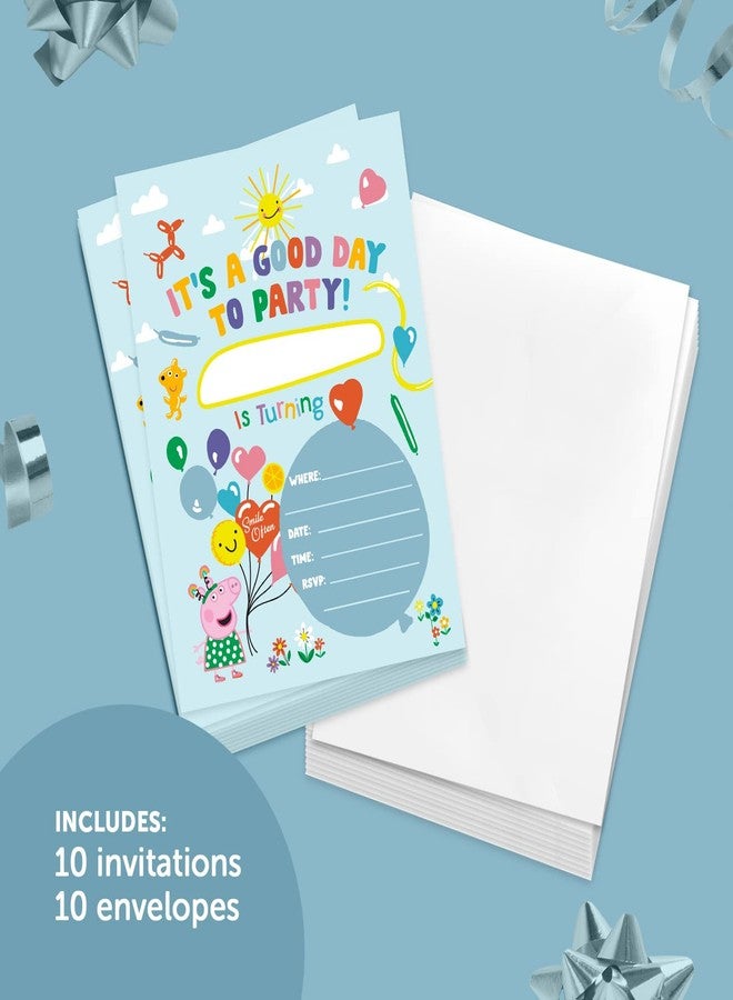 ديزرت كاكتوس بطاقات دعوة عيد ميلاد سعيد بتصميم صبار صحراوي لشخصية بيبا بيج، ١٠ بطاقات مع أظرف، لحفلات الأولاد والبنات والأطفال (النمط د) - Image 2