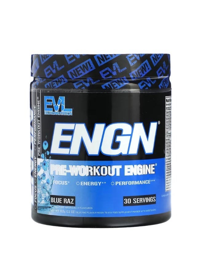 EVLUTION NUTRITION ENGN Pre Workout Engine Blue Raz 11 oz 312 g  - Image 1